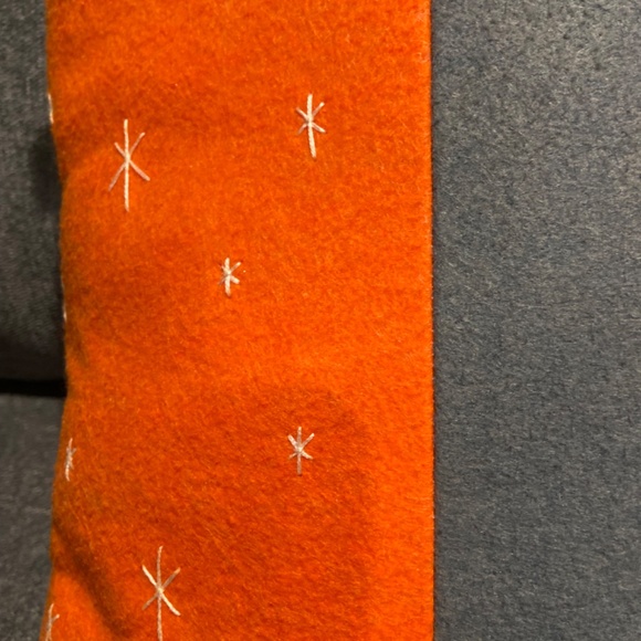 Handmade Embroidered Pillow –Freckled Faced Navy and Orange - Picture 2 of 4